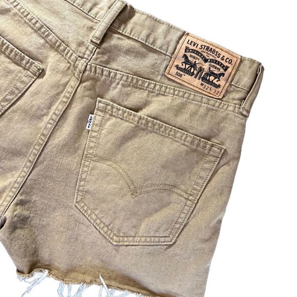 Levi’s 508 cut off distressed ripped denim jean shorts tan size 32 - Picture 5 of 15